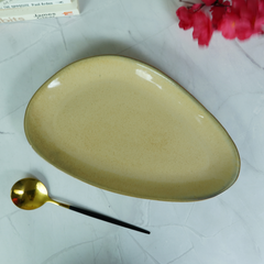 Beige Ceramic Oval Shaped Platter