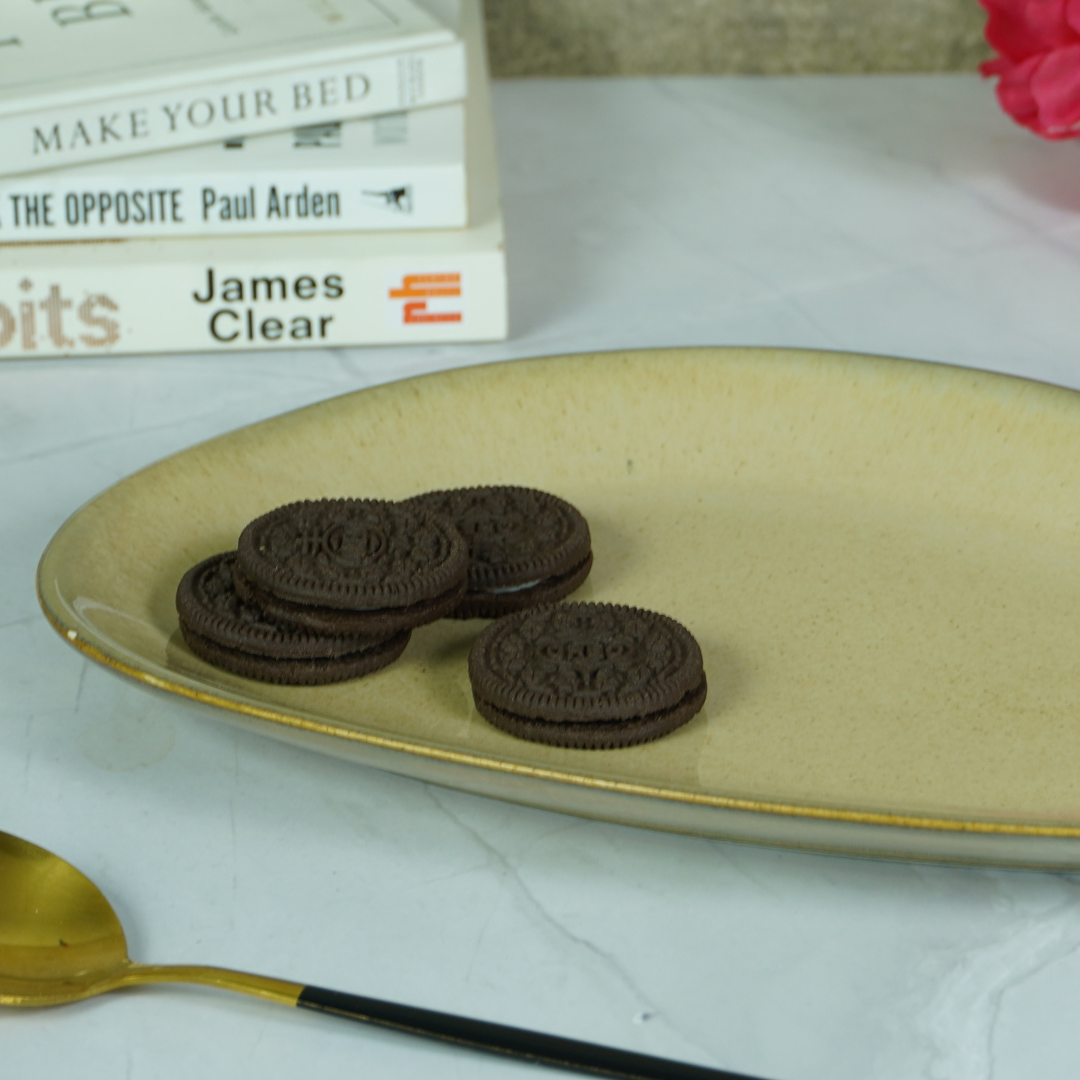 Beige Ceramic Oval Shaped Platter