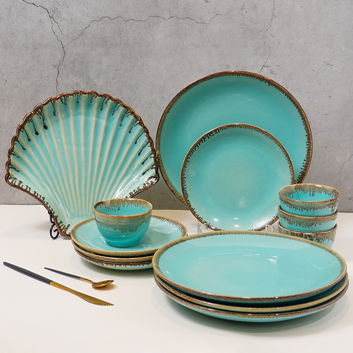 Blue Color Dinner Set - Set of 13