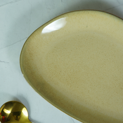 Beige Ceramic Oval Shaped Platter