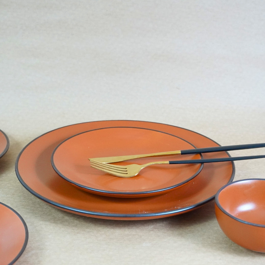 Rust Ceramic Dinner Set (Set of 12)