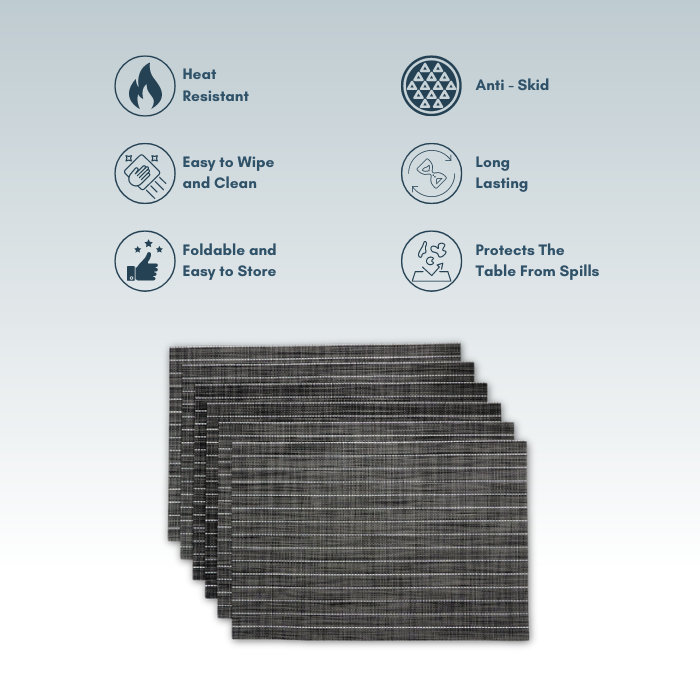 Grey Tableware Placemat Set | Set of 2,4,6
