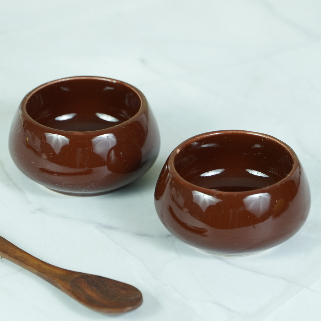 Brown Ceramic Dip Delight | Set of 2