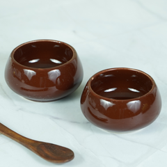 Brown Ceramic Dip Delight | Set of 2