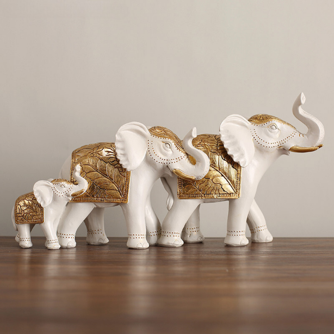 White Resin Elephant Family Figurine | Set of 3 Main image