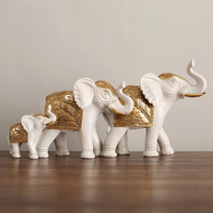 White Resin Elephant Family Figurine | Set of 3