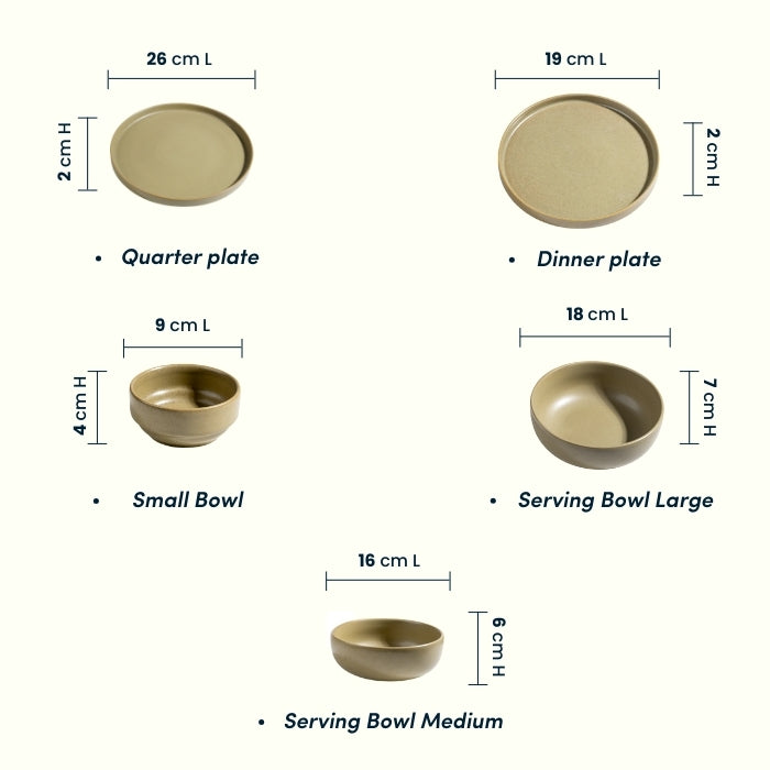 Modern Rustic Olive Green Ceramic Dinner Set of 25