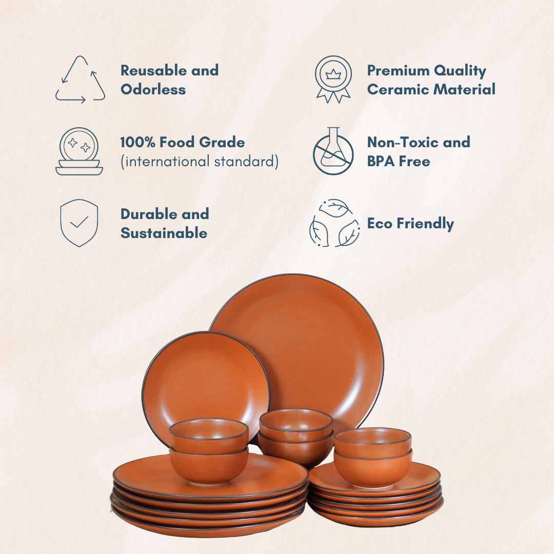 Rust Ceramic Dinner Set (Set of 18)