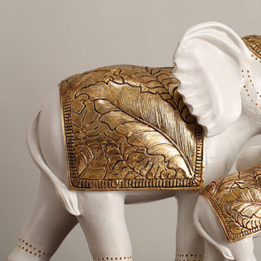 White Resin Elephant Family Figurine Secondary image