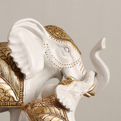 White Resin Elephant Family Figurine