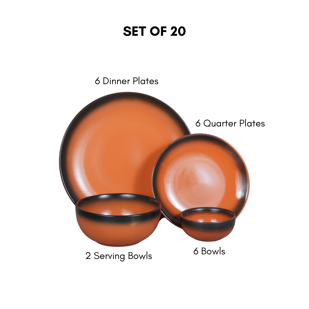 Ceramic Smoky Citrus Edge Dinner Set (Set of 20)