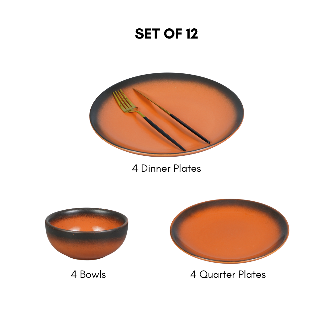 Ceramic Smoky Citrus Edge Dinner Set (Set of 12)