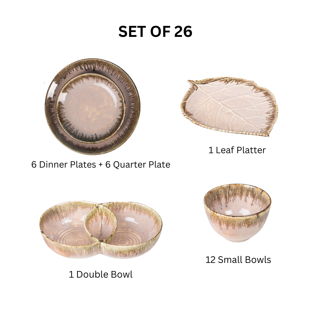 Pink Color Dinner Set - Set of 26