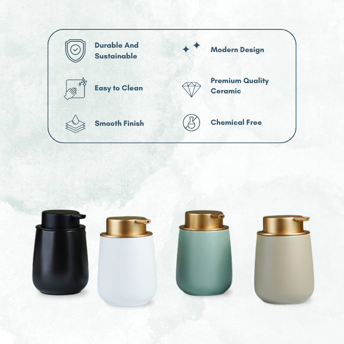 Modern Green Soap Dispenser with Gold Top