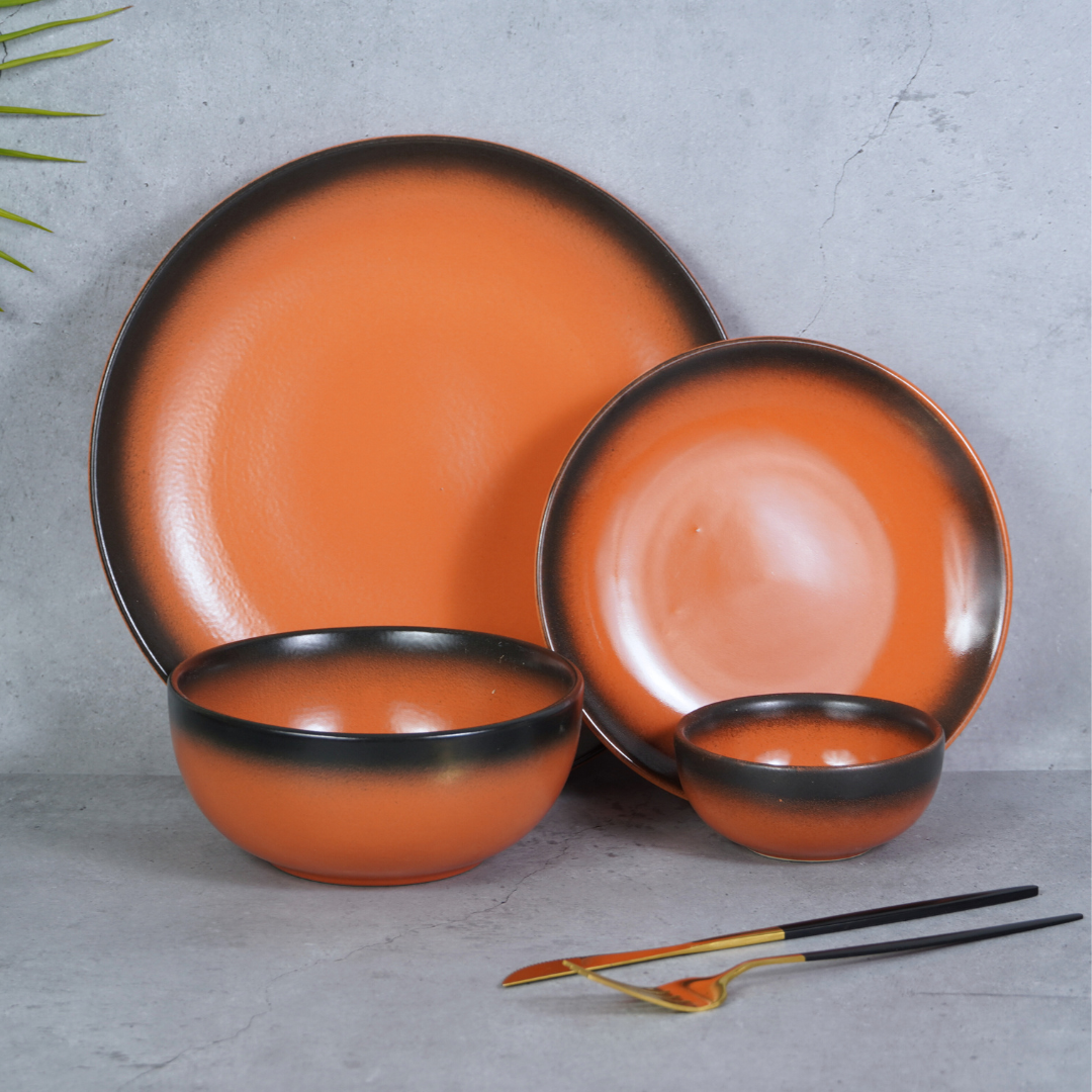 Ceramic Smoky Citrus Edge Dinner Set (Set of 20)