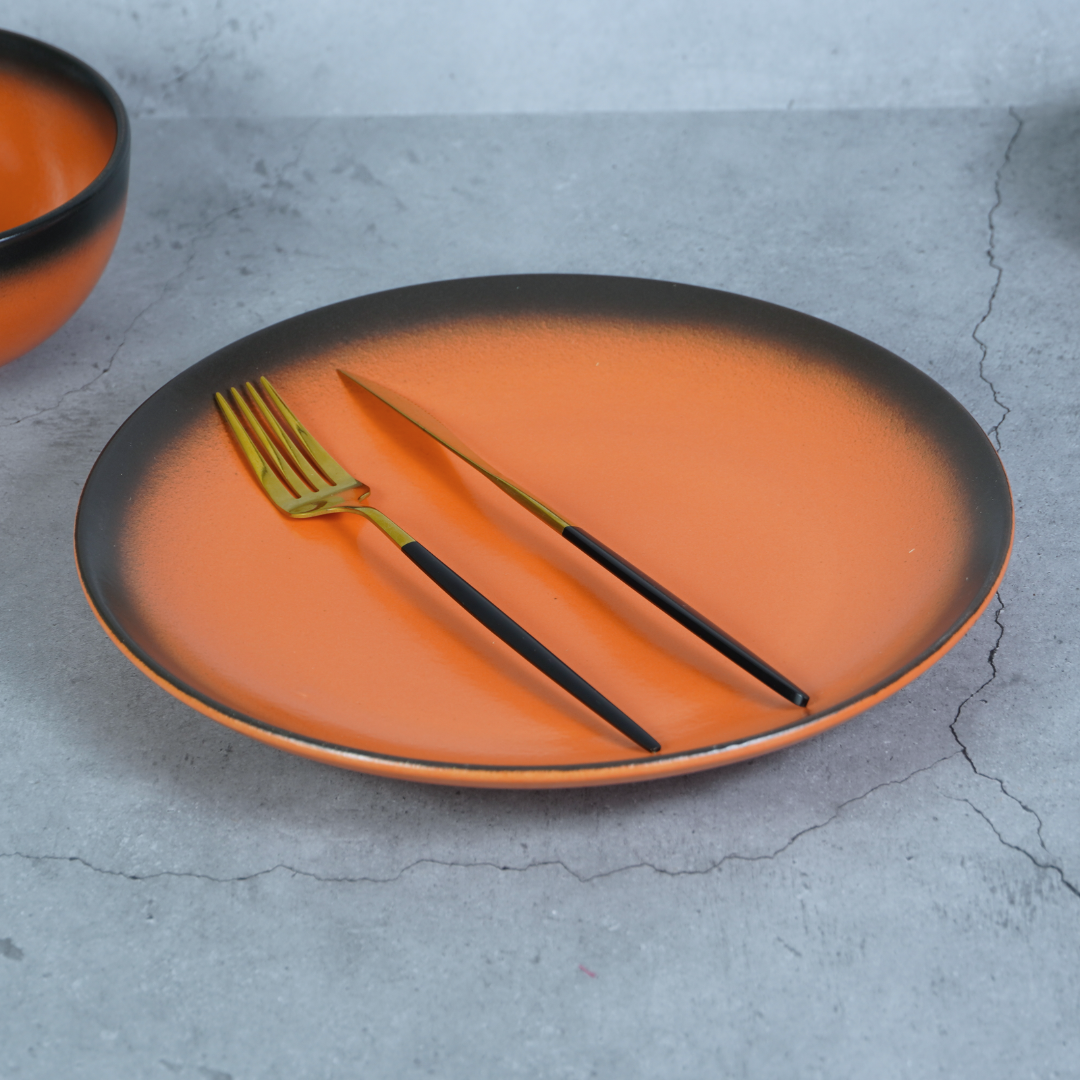 Ceramic Smoky Citrus Edge Dinner Set (Set of 12)