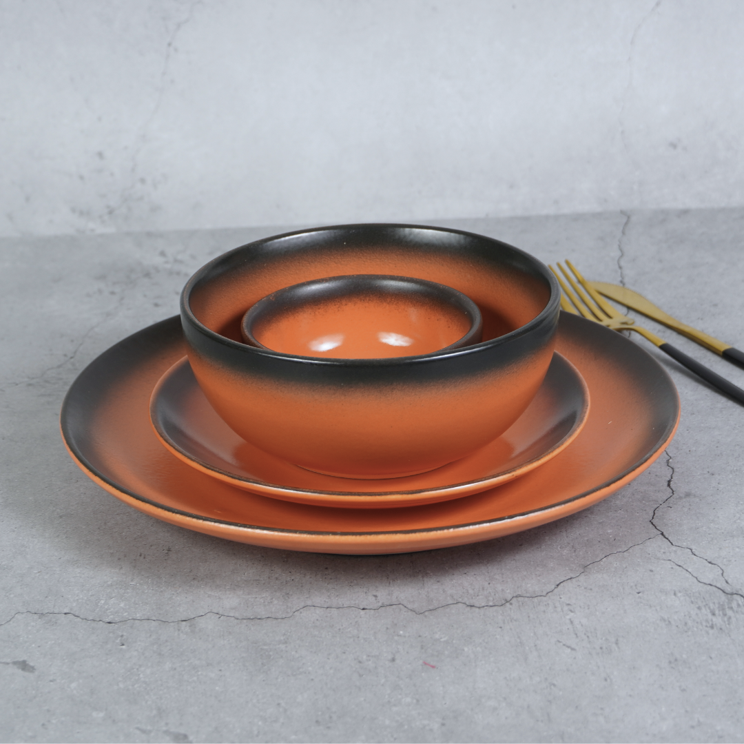 Ceramic Smoky Citrus Edge Dinner Set (Set of 20)