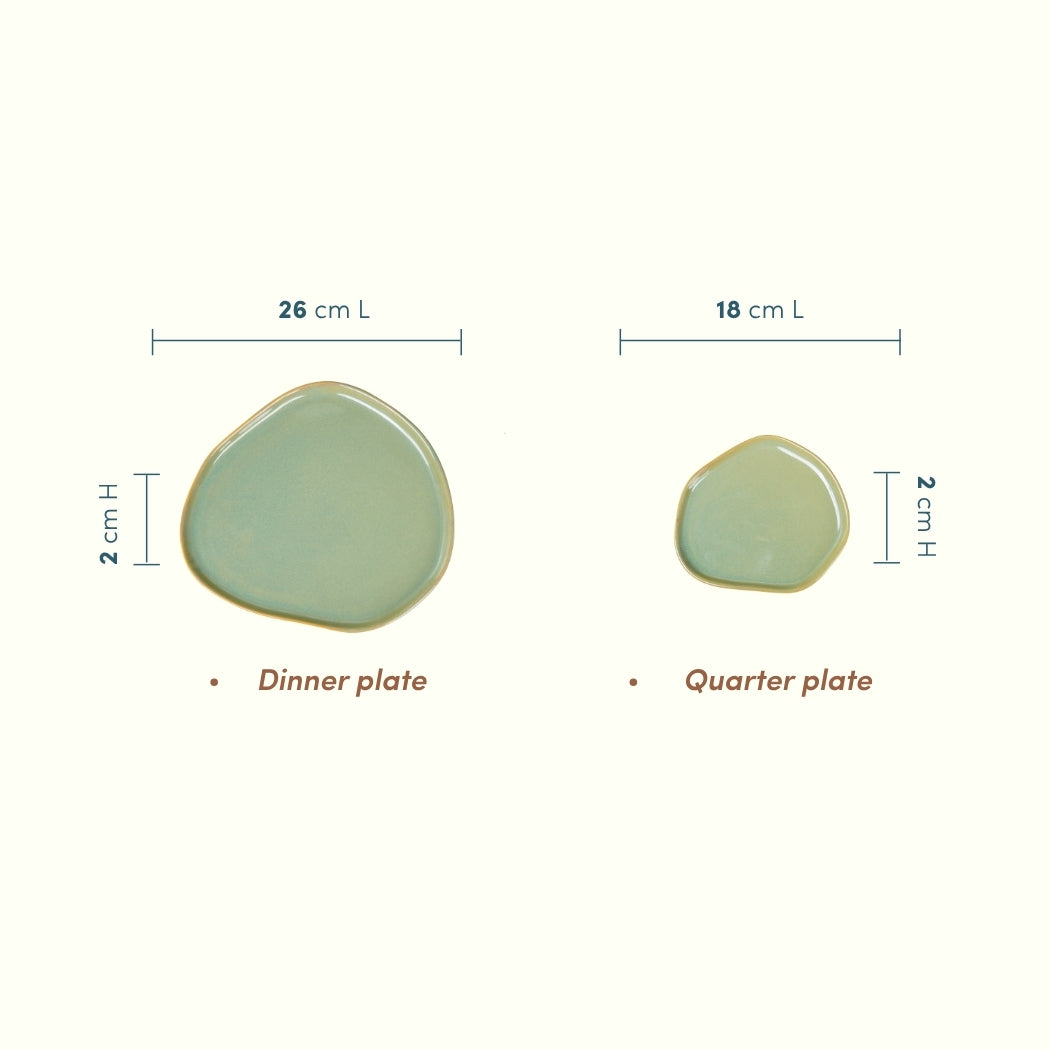 Sage Green with Organic Rim Detailing Dinner Set of 12 pcs