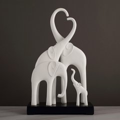 Elephant Family Showpiece | White