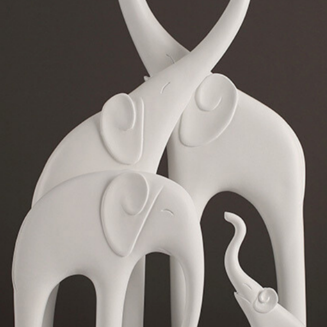 Elephant Family Showpiece | White