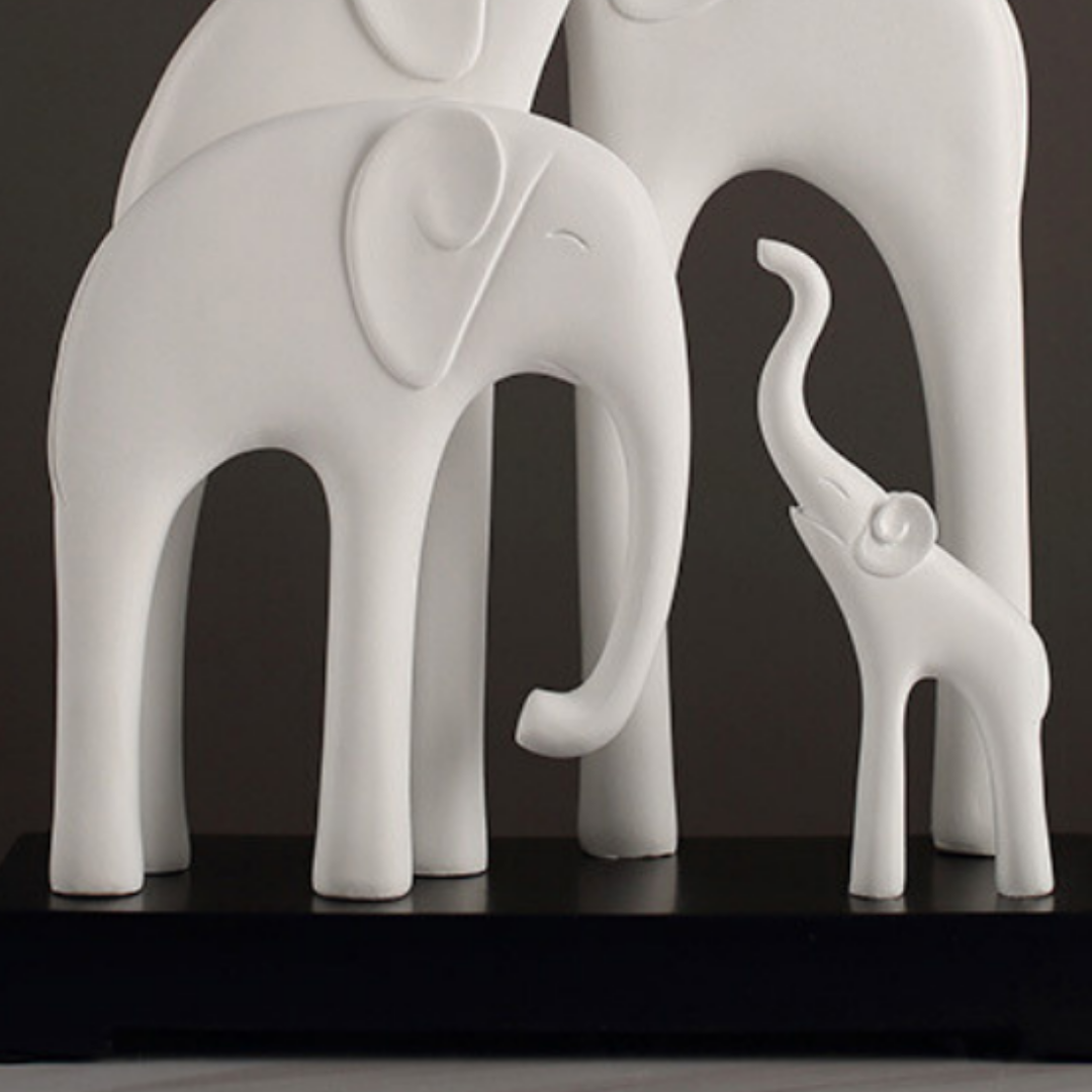 Elephant Family Showpiece | White