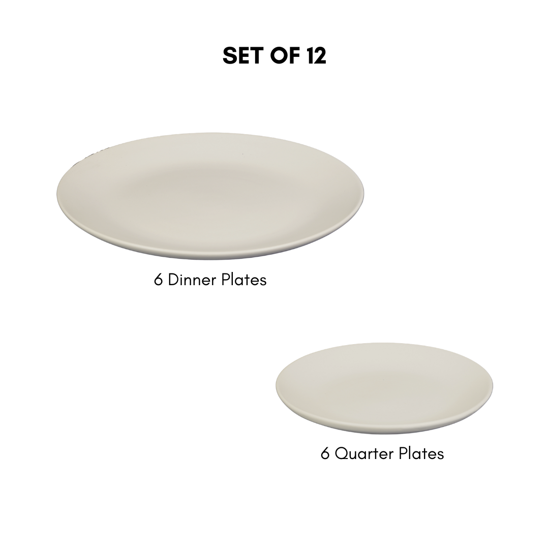 Classic White Ceramic Dinner Set (Set of 12)