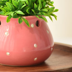 Pink Ceramic Matka Shaped Planter