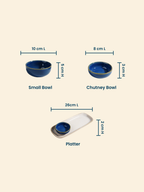 Modern Blue & White Ceramic Dinner Set of 25