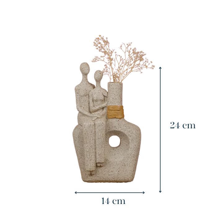 Contemporary Beige Abstract Couple Vase