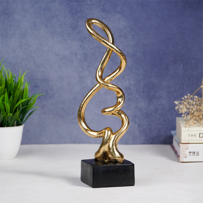 Gold Abstract Twist Sculpture - Unique Modern Art Decor