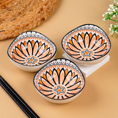 Orange & Black Ember Square Ceramic Bowls Set of 3