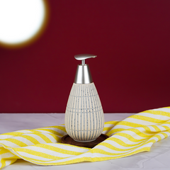 White Striped Ceramic Soap Dispenser