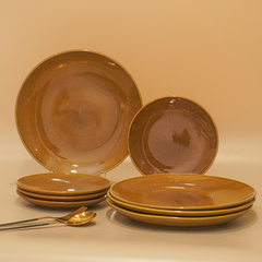 Golden Color Dinner Set - Set of 8