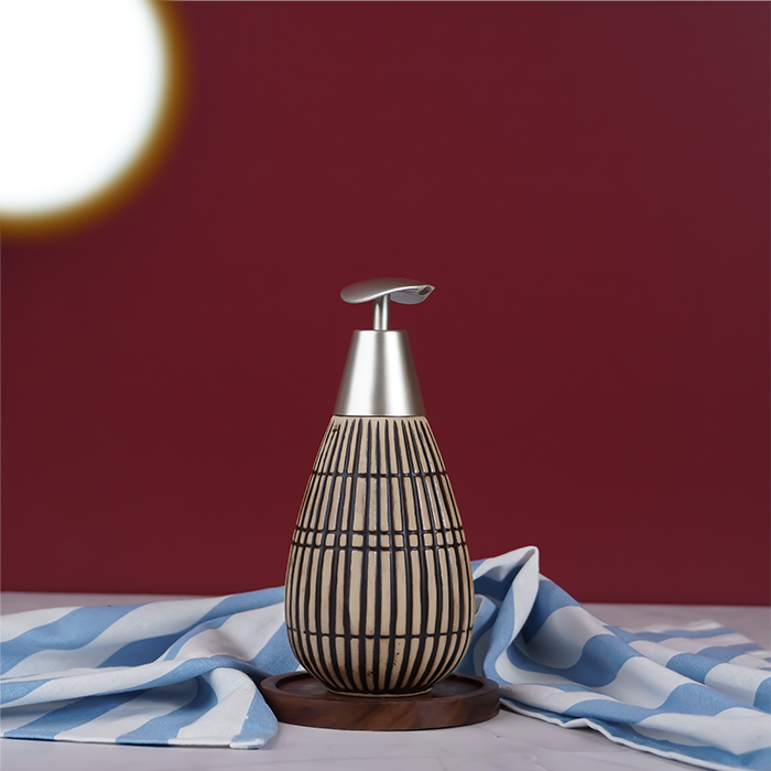 Black Striped Ceramic Soap Dispenser