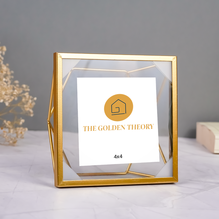 Gold Geometric Glass Photo Frame - Modern Design