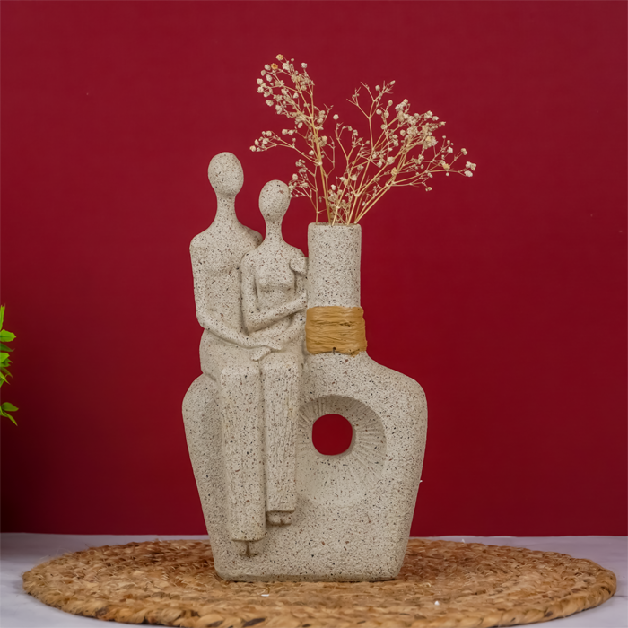 Contemporary Beige Abstract Couple Vase