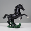 Glossy Black Rearing Horse Statue