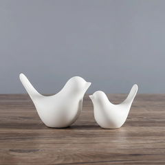 White Scandinavian Style Ceramic Bird | Set of 2