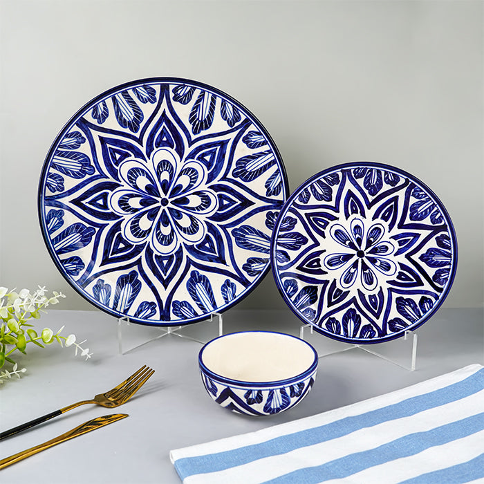 Blue Floral Mandala Design Dinnerware - Set of 18