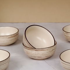 Cream Ceramic Spiral Dinnerware - Set of 3