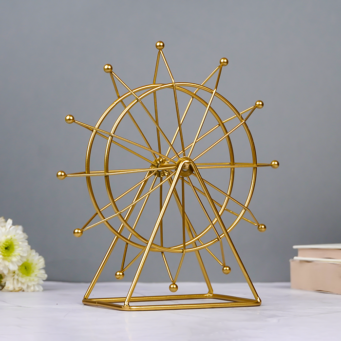 Gold Ferris Wheel Table Decor with Geometric Base