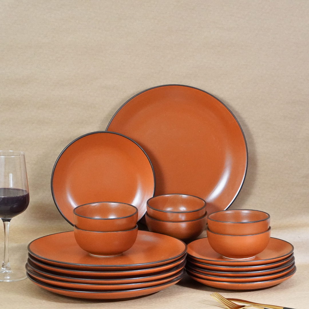 Rust Ceramic Dinner Set (Set of 18)