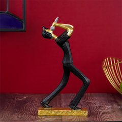 Black and Gold Jazz Singer Sculpture