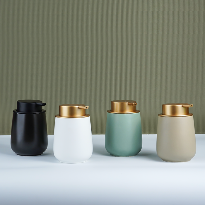 Modern Green Soap Dispenser with Gold Top