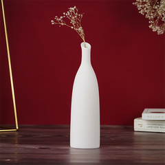 White Ceramic Vase with Narrow Neck