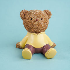 Brown Teddy Bear Figurine in Yellow Hoodie