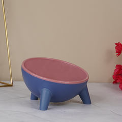 Modern Blue and Pink Fruit Bowl with Tripod Legs