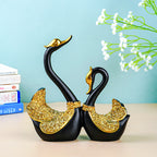 Black and Gold Swan Pair Figurines