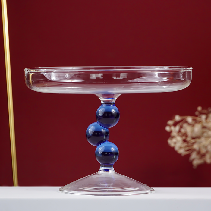 Glass Jewelry Holder with Blue Orb Stem