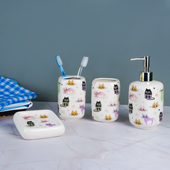 Cat Bathroom Set Kids Themed Bath Accessories